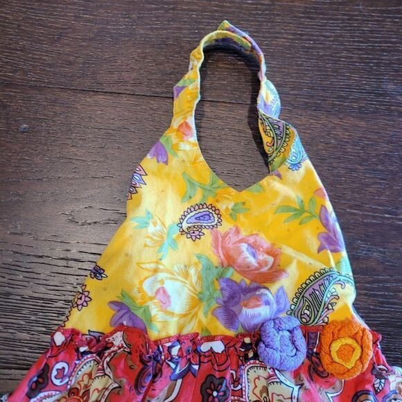 Mariachi Halter Dress Colorful 2T Tiered Crochet Details - Picture 3 of 5